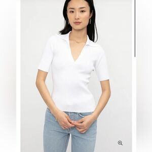 Cotton Citizen White ribbed polo shirt NWOT XS